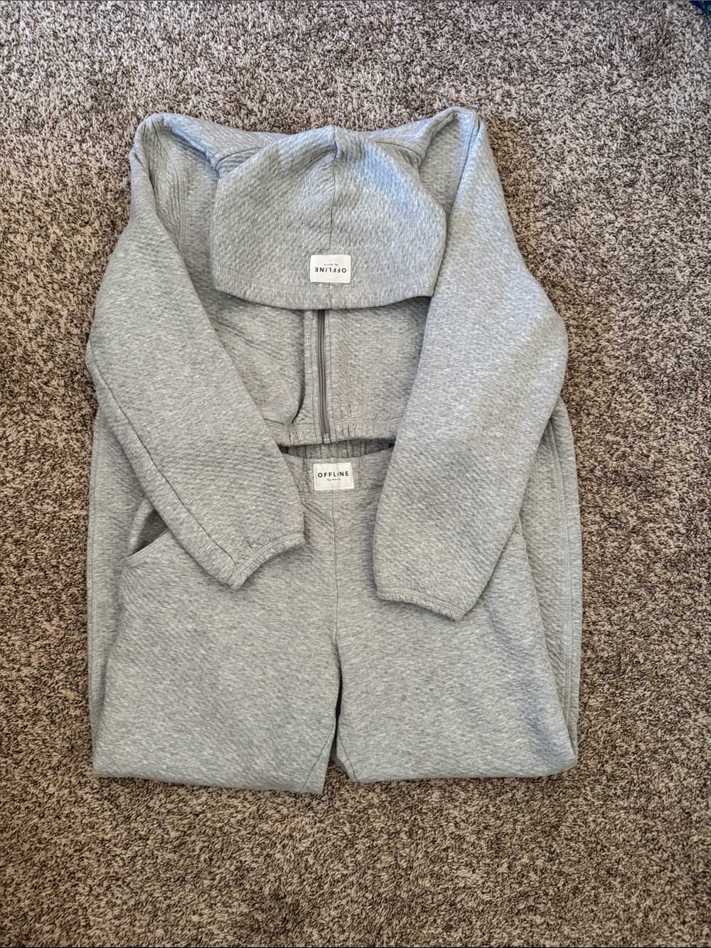 Offline by aerie Light Gray Sweat Set